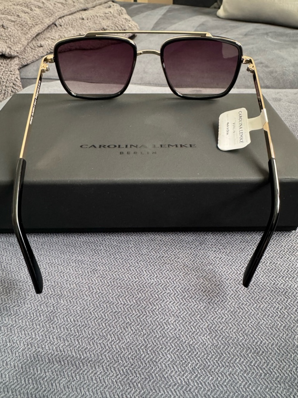 SALE Carolina Lemke Berlin Sunglasses - Black Frame with Gold trim - Picture 4 of 8